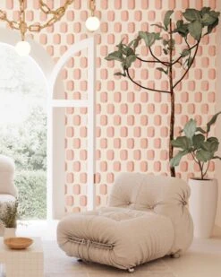 Pillbox© Wallpaper In Flamingo -Drop It Modern Sales pillbox flamingo rendering 2