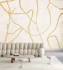 Playground© Mural Wallpaper In Mustard -Drop It Modern Sales playground mustard render 01