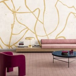 Playground© Mural Wallpaper In Mustard -Drop It Modern Sales playground mustard render 02