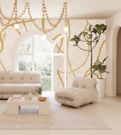 Playground© Mural Wallpaper In Mustard -Drop It Modern Sales playground mustard render 04