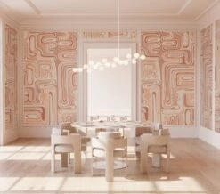 Playhouse© Mural Wallpaper In Mauve -Drop It Modern Sales playhouse mauve rendering