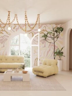 Primal© Multi Mural Wallpaper In Mauve -Drop It Modern Sales primal mauve rendering