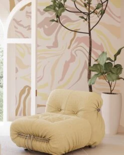 Primal© Multi Mural Wallpaper In Mauve -Drop It Modern Sales primal multi mauve rendering 2