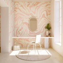 Primal© Multi Mural Wallpaper In Pink -Drop It Modern Sales primal pink rendering