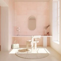 Rectangled© Mural Wallpaper In Blush -Drop It Modern Sales rectangled blush rendering