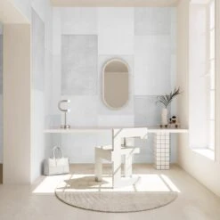 Rectangled© Mural Wallpaper In Grey -Drop It Modern Sales rectangled grey rendering