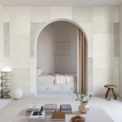 Rectangled© Mural Wallpaper In Sage -Drop It Modern Sales rectangled sage rendering