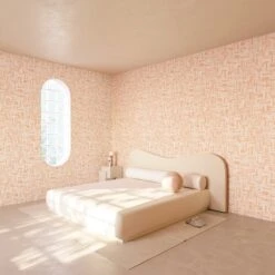 Saachi© Wallpaper In Warm Pink -Drop It Modern Sales saachi warm pink rendering 1