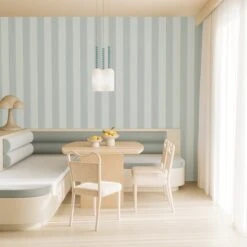 Santorini© Mural Wallpaper In Blue Grey -Drop It Modern Sales santorini blue grey rendering