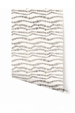 Serpent© Wallpaper In Silver On White