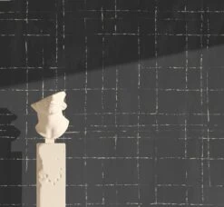 Stitch© Mural Wallpaper In Charcoal -Drop It Modern Sales stitch charcoal renderingcrop