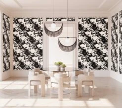 Tempest© Wallpaper In Black + Cremé -Drop It Modern Sales tempest black creme rendering