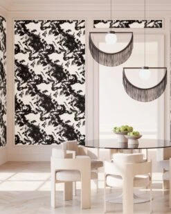 Tempest© Wallpaper In Black + Cremé -Drop It Modern Sales tempest black creme rendering 2
