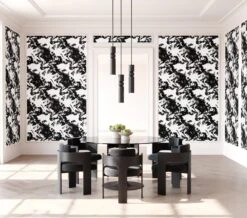 Tempest© Wallpaper In Black + White -Drop It Modern Sales tempest black white rendering
