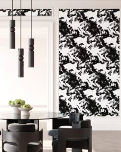 Tempest© Wallpaper In Black + White -Drop It Modern Sales tempest black white rendering 2
