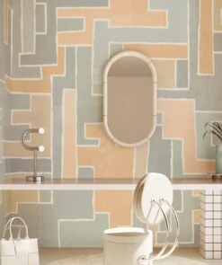 Tetris© Mural Wallpaper In Capri -Drop It Modern Sales tetris capri renderingcrop