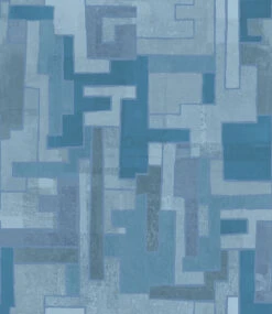 Tetris© Mural Wallpaper In Denim -Drop It Modern Sales tetris denim diy52