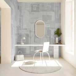 Tetris© Mural Wallpaper In Grey -Drop It Modern Sales tetris grey rendering