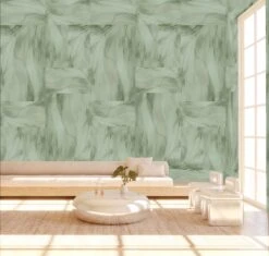 Tulle© Wallpaper In Green -Drop It Modern Sales tullegreenrender02