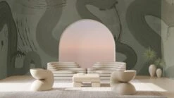 Untamed© Mural Wallpaper In Dusty Green -Drop It Modern Sales untamed dustygreen render 15